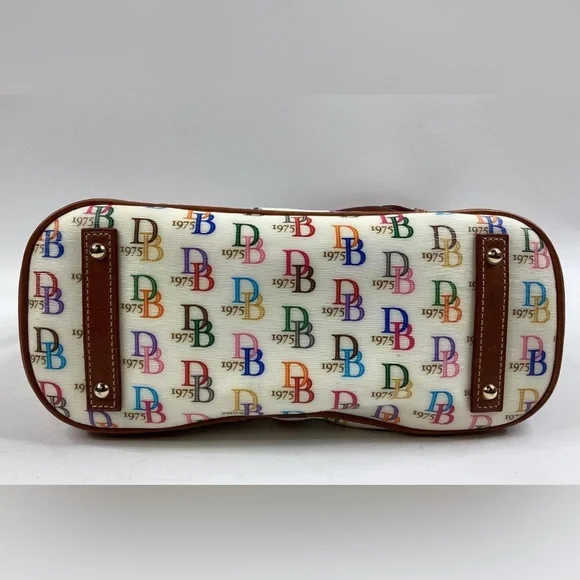 Dooney & Bourke Signature DB 1975 Multicolor & Cream Shoulder Bag 🌈 NO Yellowing - Picture 3 of 5